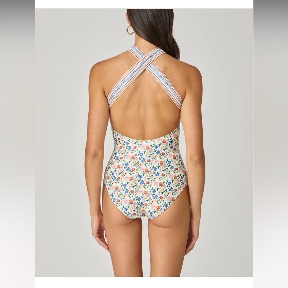 Shoshanna women’s size 8 Cream & Floral One-Piece Swimsuit - Picture 2 of 5